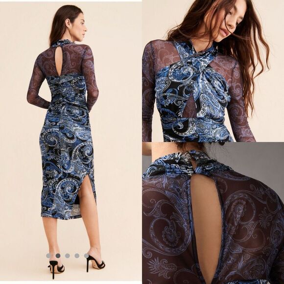 ANTHROPOLOGIE | mesh halter mock-neck dress | medium | new nwt - Picture 5 of 15